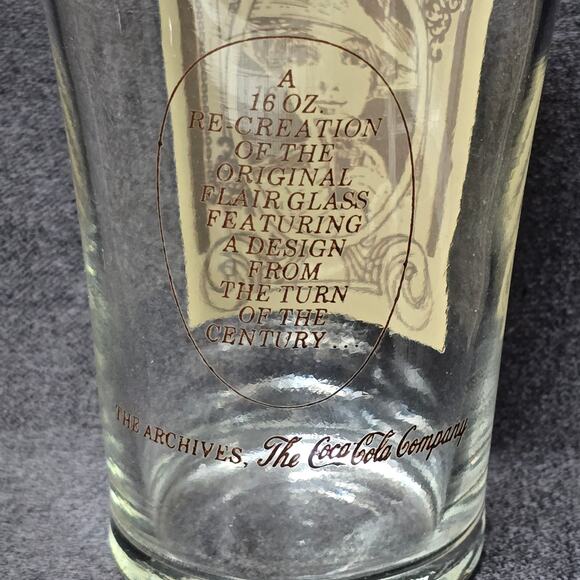 Vintage Coca Cola Victorian Lady 16 oz. Re-Creation Flair Glass Drinking Cups - Picture 3 of 11